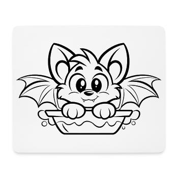 Une chauve-souris mignonne dans la baignoire - Tapis de souris (format paysage) - blanc - Devant