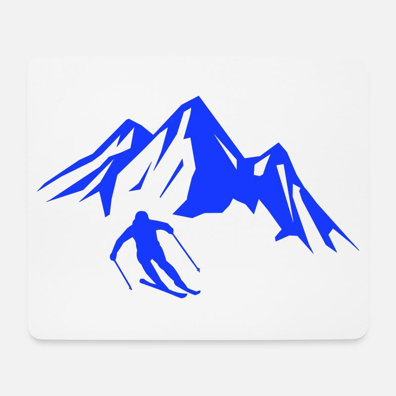 Aventure de ski en montagne - Tapis de souris (format paysage) - blanc