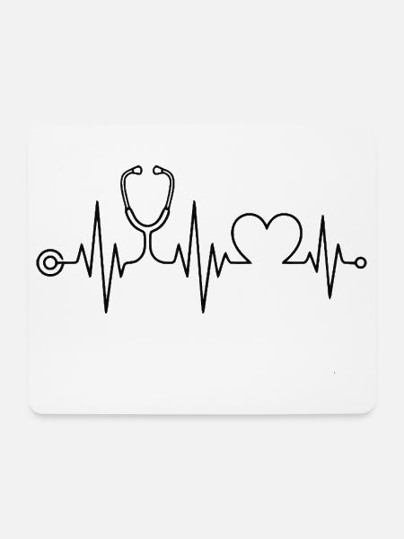 Krankenschwester - Krankenschwester - Herzschlag - Mousepad (Querformat) - Weiß