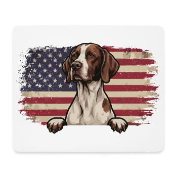 English Pointer US Flag - Pointer Dad Hunting Dog - Tapis de souris (format paysage) - blanc - Devant