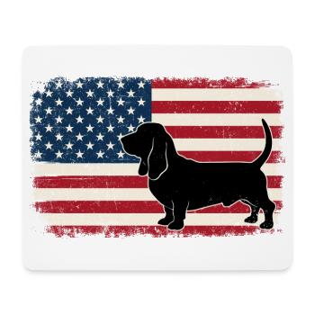 Basset Hound US Flag - Patriotic Dog Mom Dad - Mouse Pad (horizontal) - white - Front