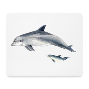 Dolphins in blue duo watercolor - Mouse Pad (horizontal) - white - Front