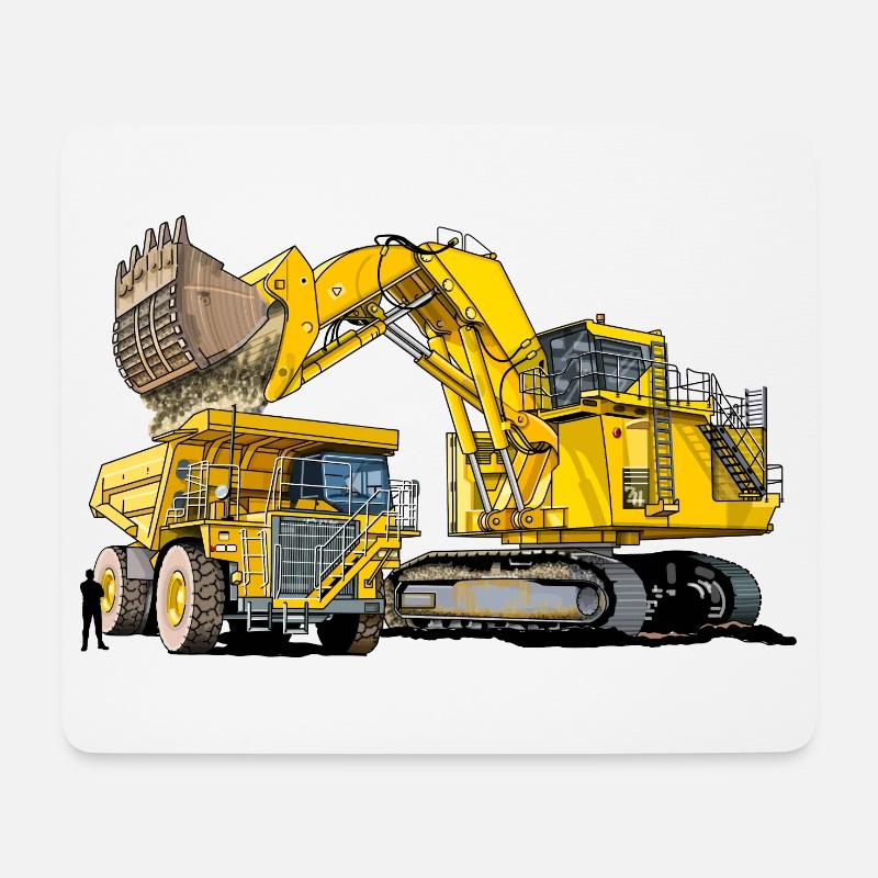 Monster Excavator with Truck - Mouse Pad (horizontal) - white
