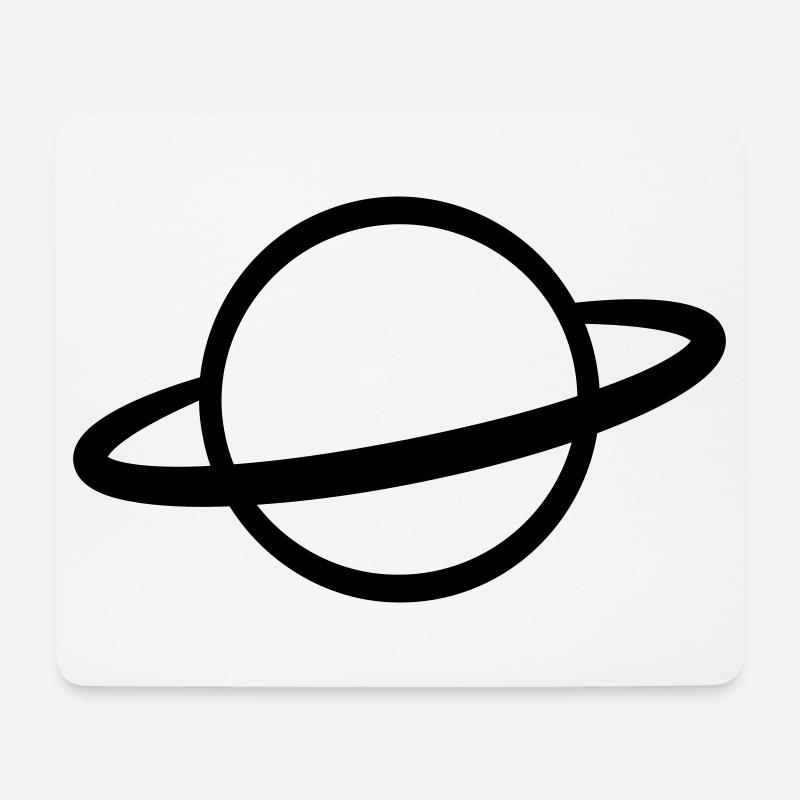 Planet mit Ring Symbol Umriss - Mousepad (Querformat) - Weiß