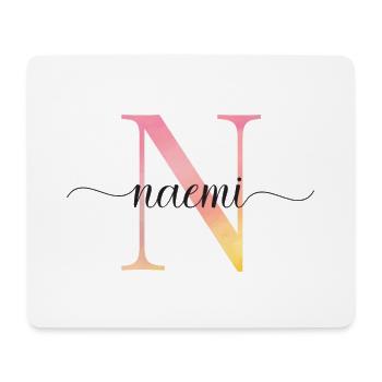 N | Monogramm | Name | Naemi |Watercolor - Mousepad (Querformat) - Weiß - Vorne