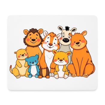 Verspielte Tierfamilie Comic Design - Mousepad (Querformat) - Weiß - Vorne