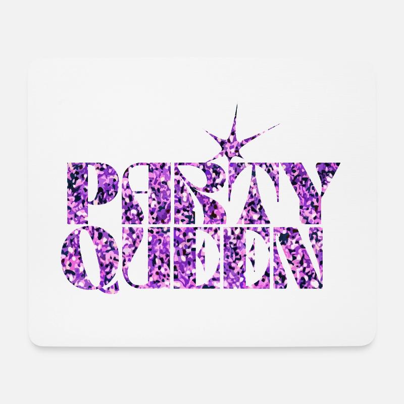 Party Queen Glitzer Typografie - Mousepad (Querformat) - Weiß