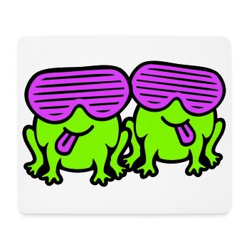 grenouilles fête lunettes de soleil cool drôle bande dessinée duo - Tapis de souris (format paysage) - blanc - Devant