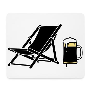 Silhouette de la chaise longue et de la chope de bière - Tapis de souris (format paysage) - blanc - Devant