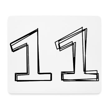 Zahl 11 handgezeichnet - Mousepad (Querformat) - Weiß - Vorne