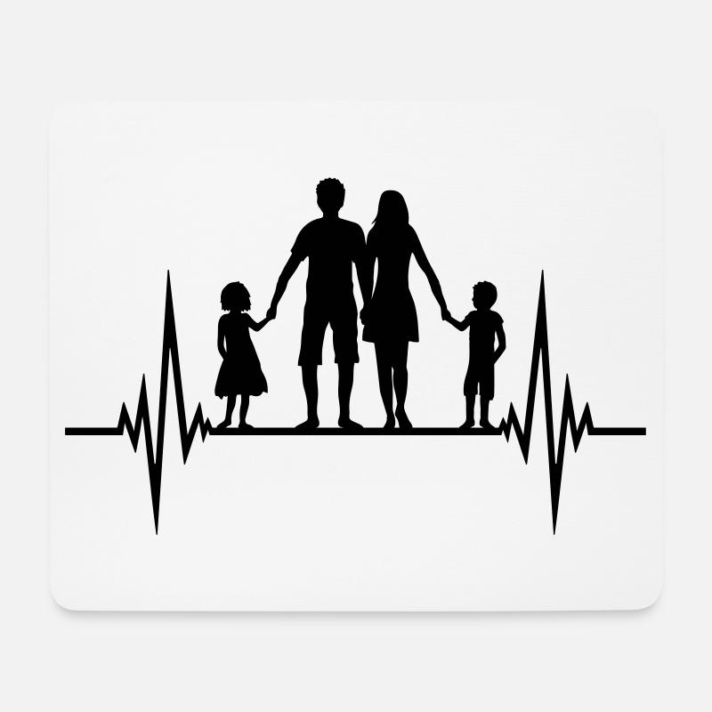 herzschlag frequenz familie puls vatertag 2 kinder - Mousepad (Querformat) - Weiß