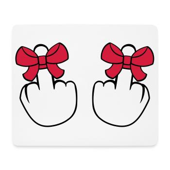 2 hands wanker middle finger show insulting fi - Mouse Pad (horizontal) - white - Front