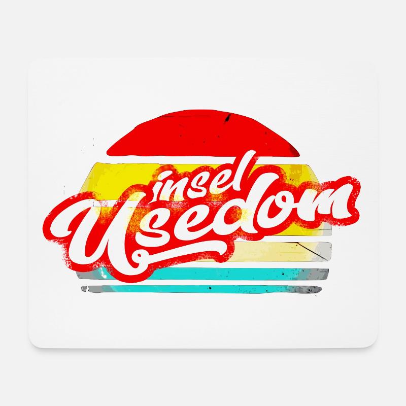 insel usedom shirt retro vintage aufkleber sticker - Mousepad (Querformat) - Weiß