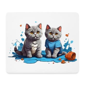 Cat Lovers in Blue Puddle - Mouse Pad (horizontal) - white - Front