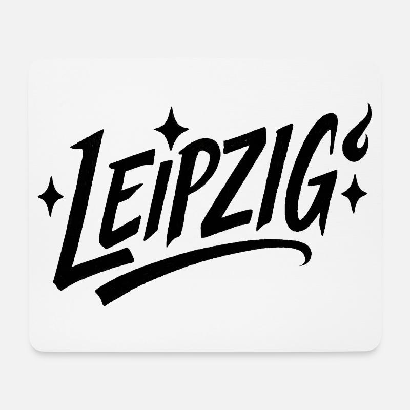 Leipzig Sternen-Schriftzug - Mousepad (Querformat) - Weiß