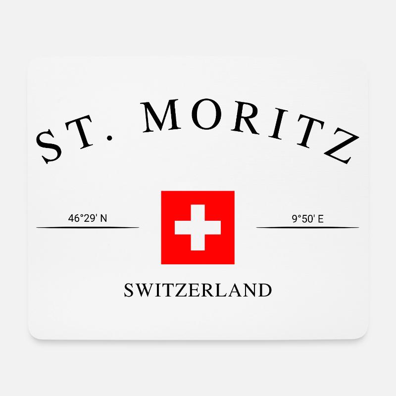 St. Moritz Schweiz – Urlaub Souvenir & Geschenk - Mousepad (Querformat) - Weiß