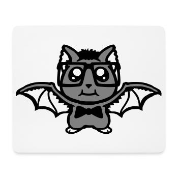 mignon nerd chauve-souris lunettes noeud papillon Halloween geek - Tapis de souris (format paysage) - blanc - Devant