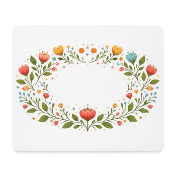 Cadre floral printanier avec fleurs - Tapis de souris (format paysage) - blanc - Devant