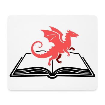 Drache auf Buch Fantasy - Mousepad (Querformat) - Weiß - Vorne