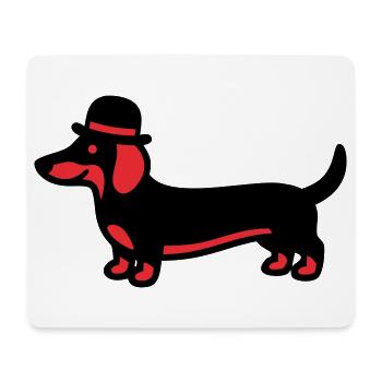 Cool Dachshund Hat Gentleman - Mouse Pad (horizontal) - white - Front