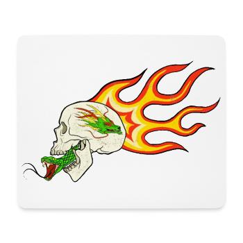 Retro Biker Motiv – Flammendrache & Schlange - Mousepad (Querformat) - Weiß - Vorne