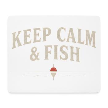 Keep Calm and Fish – lustiges Angelshirt – Angler - Mousepad (Querformat) - Weiß - Vorne