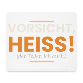 Vorsicht, heiß! Der Teller. Ich auch. Kellner - Mousepad (Querformat) - Weiß - Vorne
