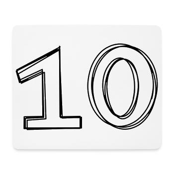 Zahl 10 handgezeichnet - Mousepad (Querformat) - Weiß - Vorne