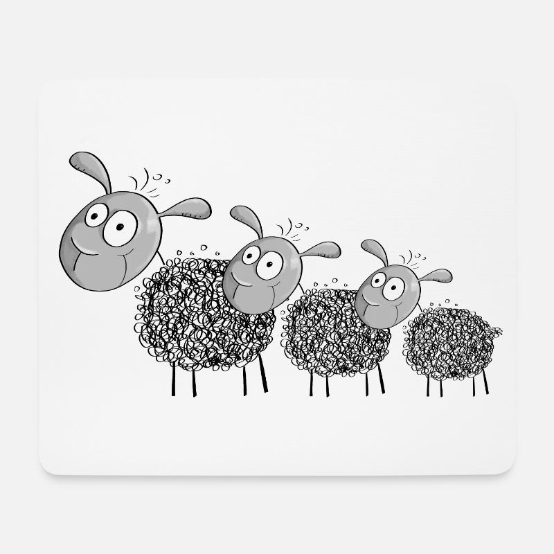 Drei Wollschafe - Schaf Comic - Mousepad (Querformat) - Weiß