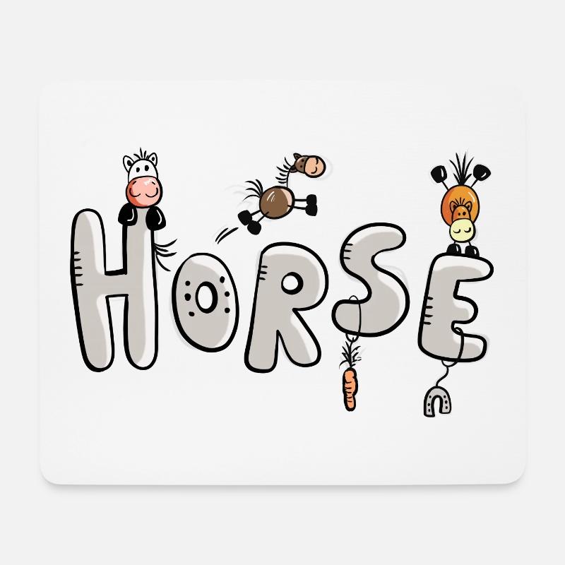 Pferde Schriftzug - Mousepad (Querformat) - Weiß