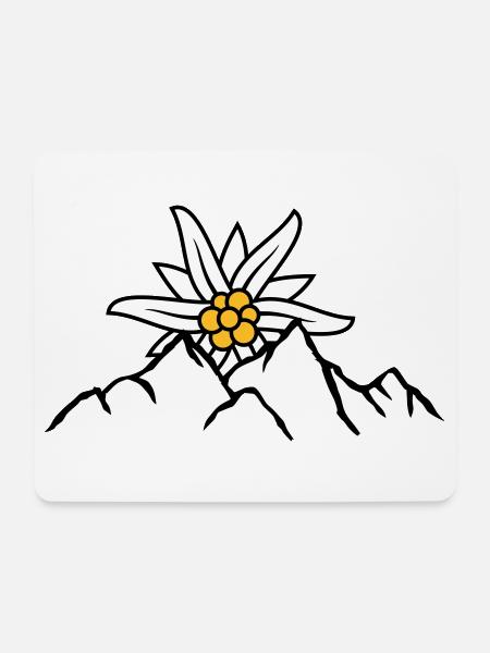 Sonne Bergblume Edelweiss - Mousepad (Querformat) - Weiß