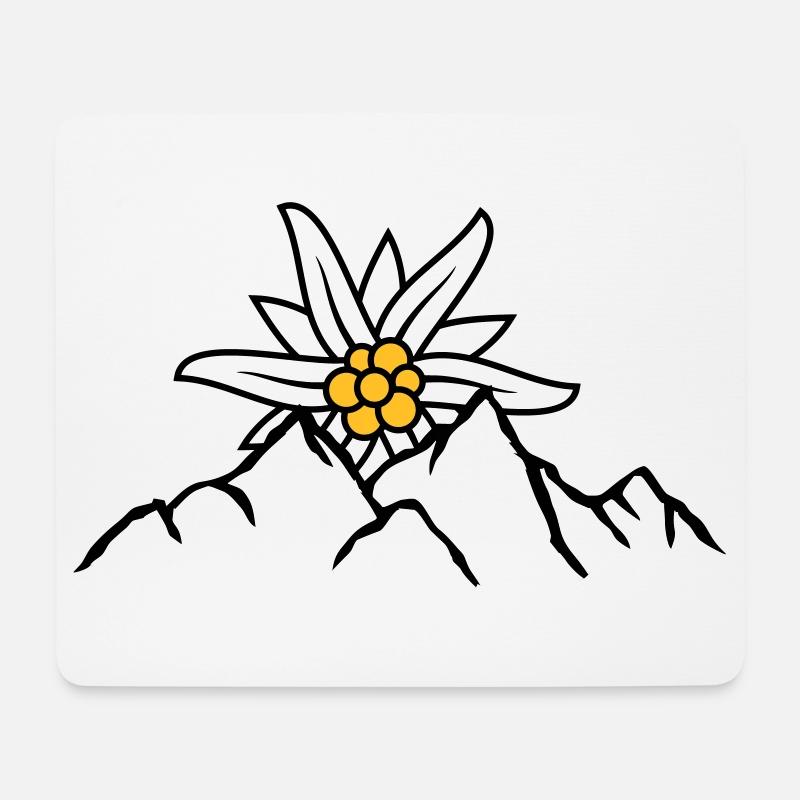 Sonne Bergblume Edelweiss - Mousepad (Querformat) - Weiß