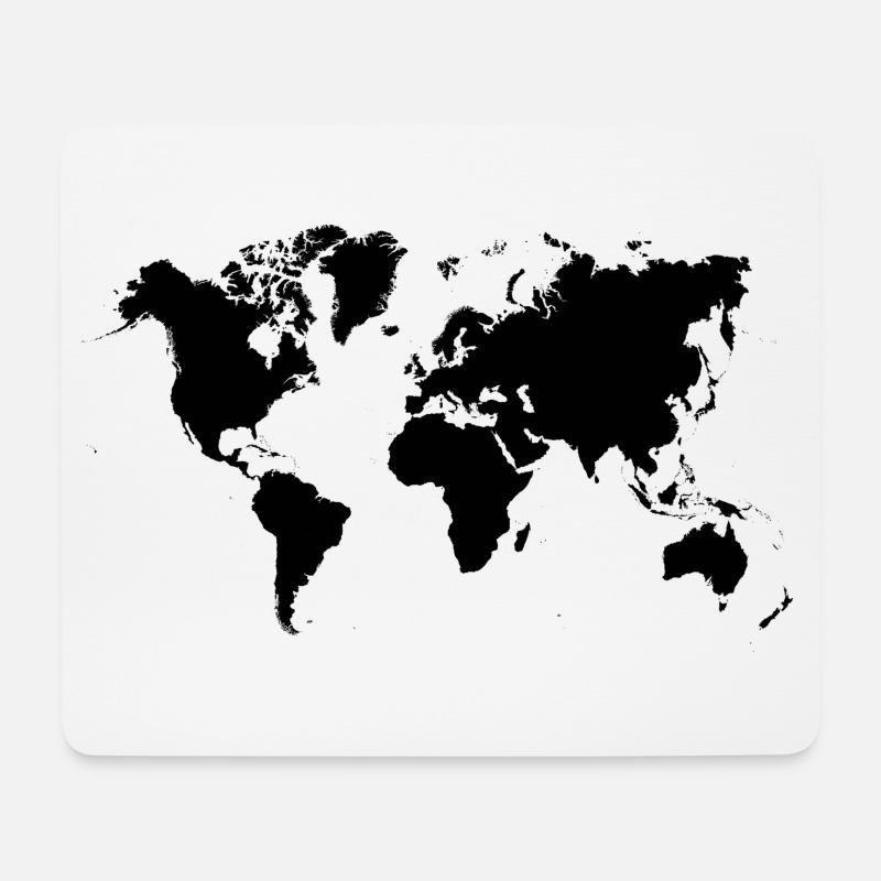 Schwarze Weltkarte - Mousepad (Querformat) - Weiß