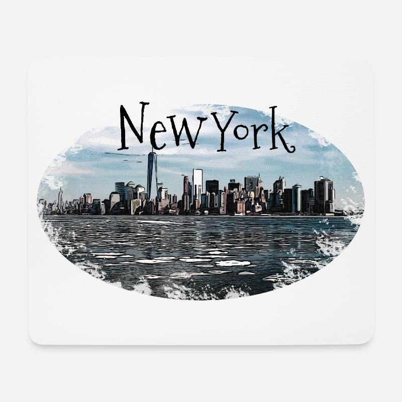 New York City Skyline - Mousepad (Querformat) - Weiß