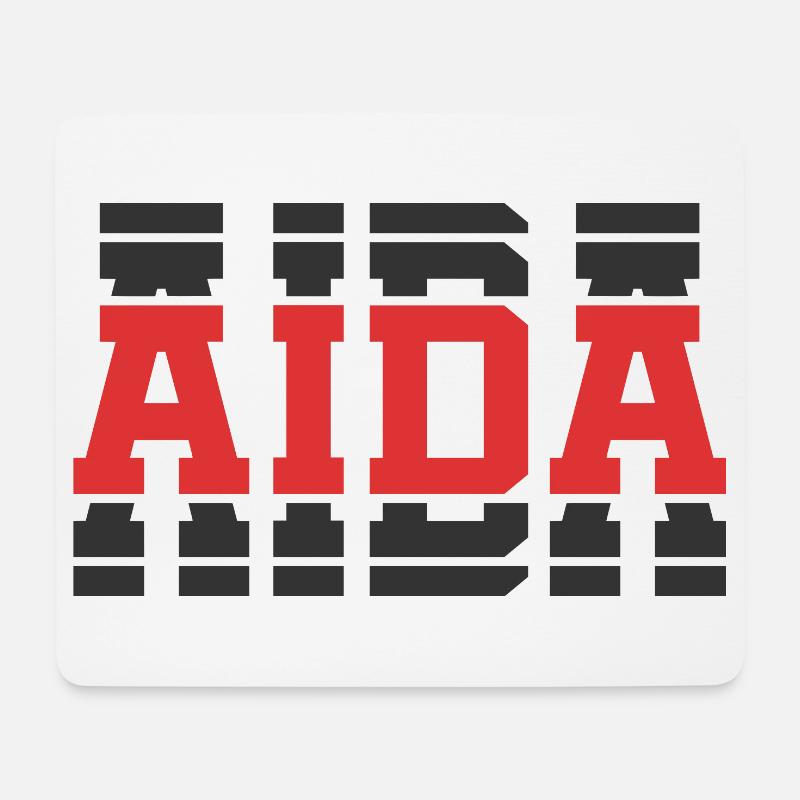 T-Shirt Aida T-Shirt Geschenkidee gestapelter Text - Mousepad (Querformat) - Weiß