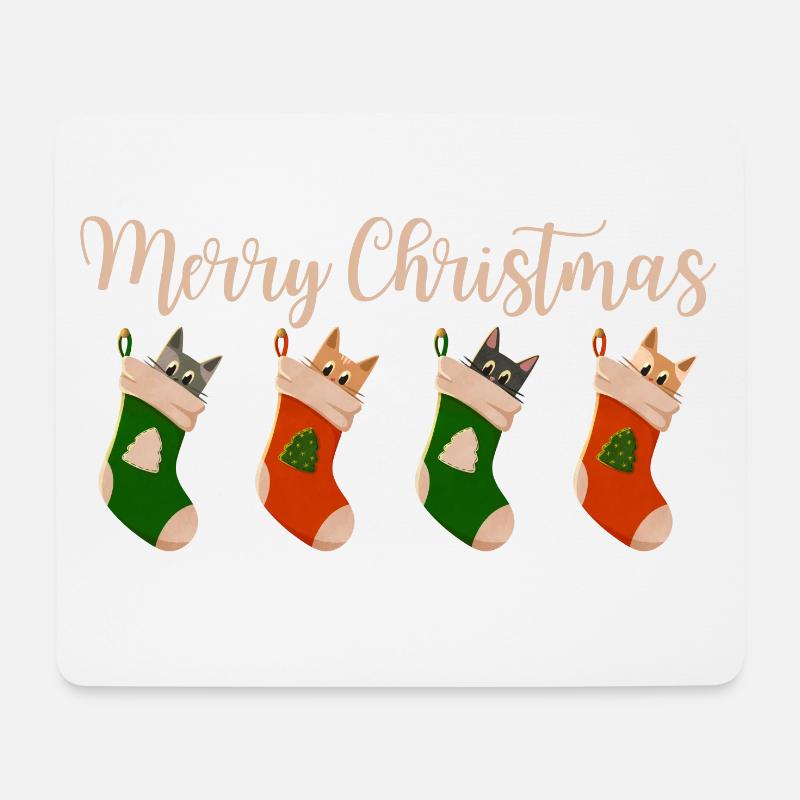Merry Christmas - Katzen für Weihnachten - Mousepad (Querformat) - Weiß