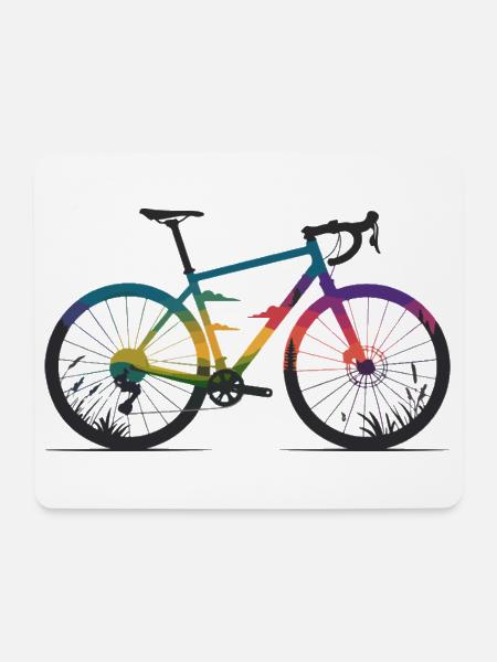 Gravel Bike & Natur Line Art T-Shirt - Mousepad (Querformat) - Weiß