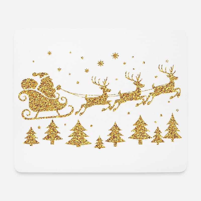 Weihnachtsmann Rentier Santa Schlitten gold edel - Mousepad (Querformat) - Weiß
