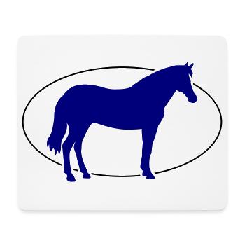 Kobaltblaues Pferd Silhouette - Mousepad (Querformat) - Weiß - Vorne