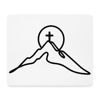 Minimalist mountain peak with summit cross - Mouse Pad (horizontal) - white - Front