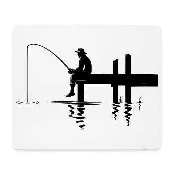 Fisherman Silhouette Nature Minimalist - Mouse Pad (horizontal) - white - Front