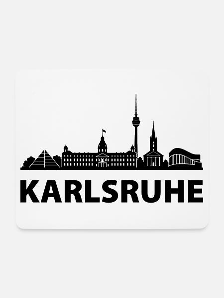 Karlsruhe Skyline - Mousepad (Querformat) - Weiß