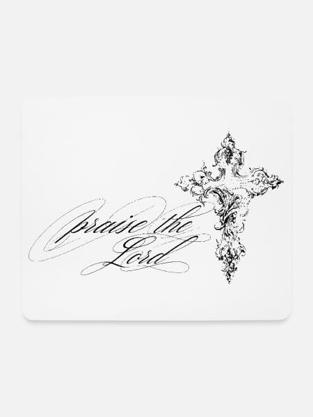 Lettering Kreuz – praise the Lord - Mousepad (Querformat) - Weiß