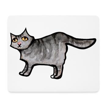 Schnurrbart-Aquarellkatze - Mousepad (Querformat) - Weiß - Vorne