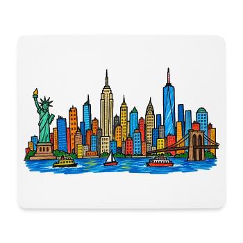 Bunte New York Skyline im Kinder-Kritzelstil - Mousepad (Querformat) - Weiß - Vorne
