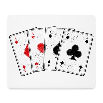 Karo- Herz- Pik- Kreuz-As Kartenspiel Poker Profi - Mousepad (Querformat) - Weiß - Vorne