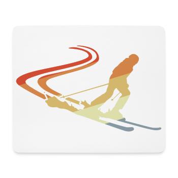 Lustige Skifahrer Zeichnung - Mousepad (Querformat) - Weiß - Vorne