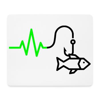 ECG Heart Rate Fish Hook Outline - Mouse Pad (horizontal) - white - Front