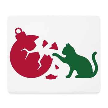 Katze Christbaumkugel Grafik - Mousepad (Querformat) - Weiß - Vorne