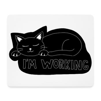 Schlafende Katze bei der Arbeit - Mousepad (Querformat) - Weiß - Vorne